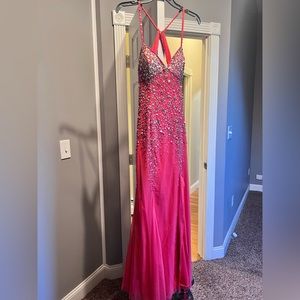 Cecily Brown coral mermaid prom dress